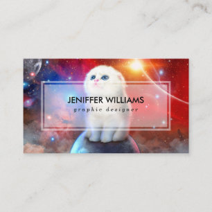 Crying cat in space business card