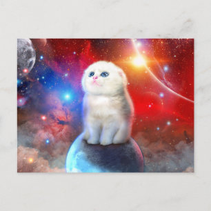 Crying cat in space                                postcard