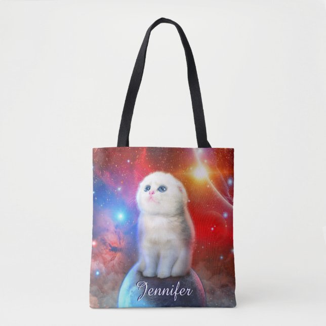 Crying cat in space                                tote bag (Front)