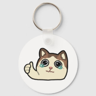 crying cat thumbs up key ring
