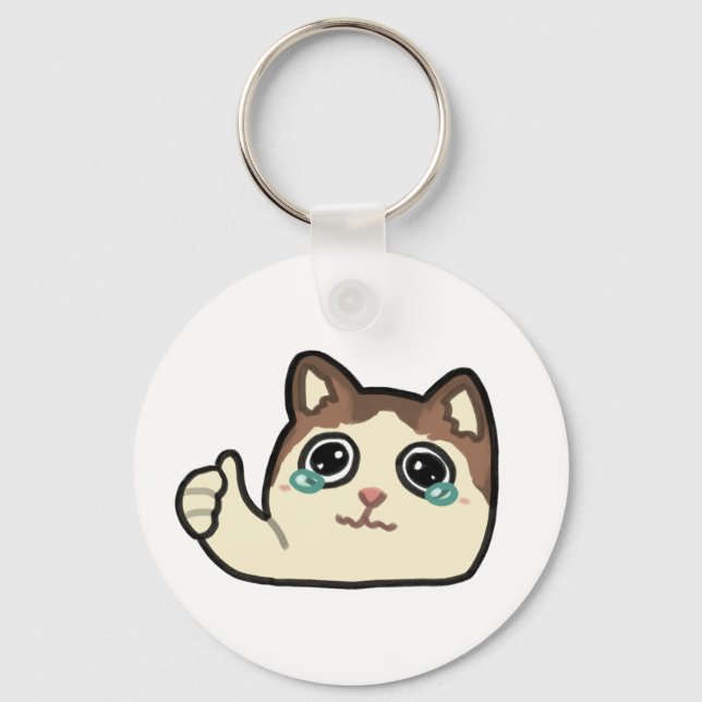 crying cat thumbs up key ring (Front)