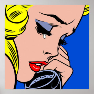 Crying Comic Girl girl crying on the phone Pop A Poster