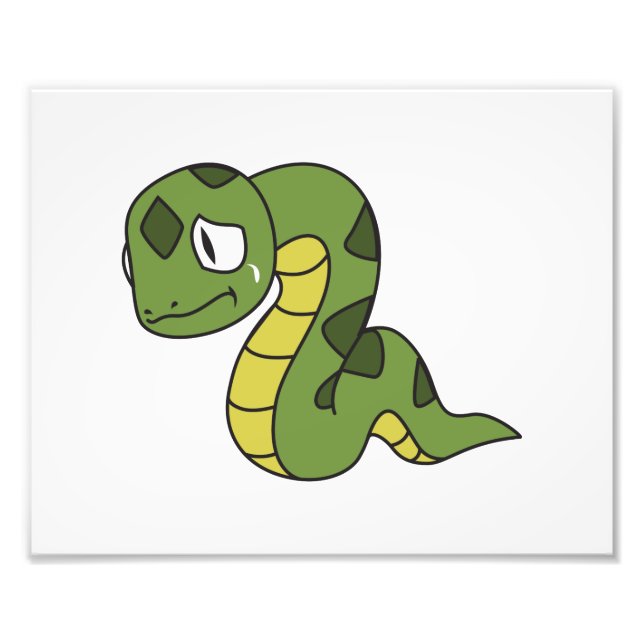 Crying Cute Green Snake Invitation Card Stamps Photo Print (Front)