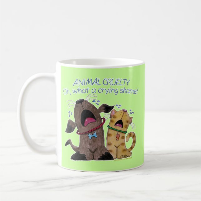 Crying Dog and Cat –What a Crying Shame Coffee Mug (Left)