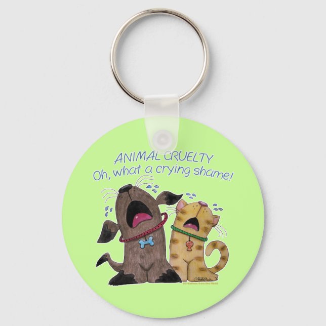 Crying Dog and Cat –What a Crying Shame Key Ring (Front)