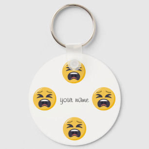 Crying Emoji Face  and '' Your Name Here " Key Ring