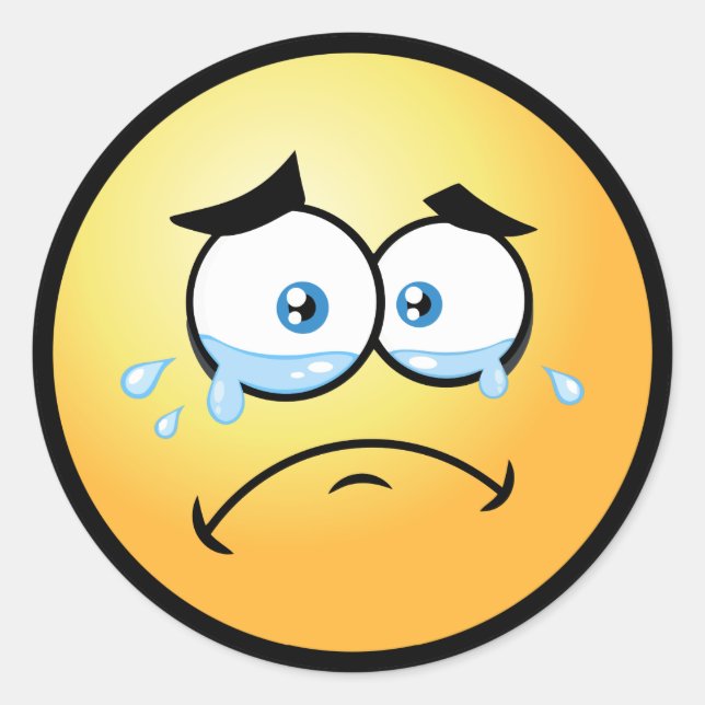 Crying Emoji Large Classic Round Sticker (Front)