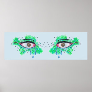 Crying Eyes turquoise Poster Print