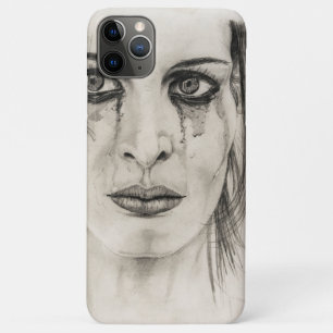 Crying girl - Drawing in pencil iPhone 11 Pro Max Case