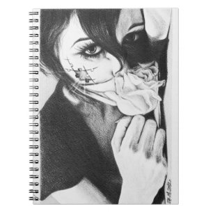 Crying girl with rose Surreal drawing art Notebook