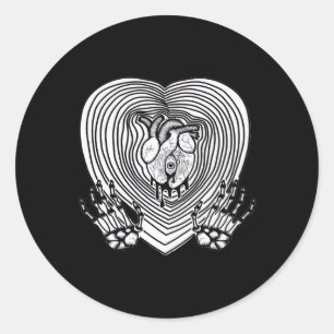 Crying Heart Classic - Skeleton Hands Heart Round Sticker