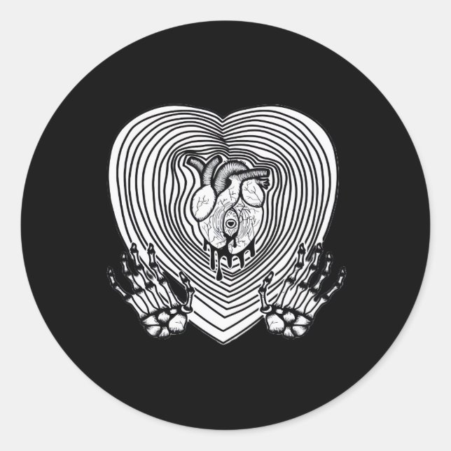 Crying Heart Classic - Skeleton Hands Heart Round Sticker (Front)
