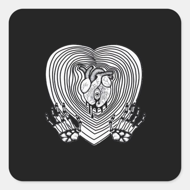 Crying Heart Classic - Skeleton Hands Heart Square Sticker (Front)