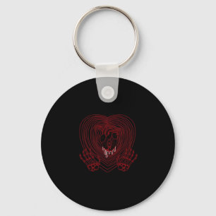 Crying Heart In Red  - Skeleton Hands Hearts Key Ring