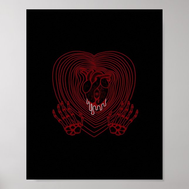 Crying Heart In Red  - Skeleton Hands Hearts Poster (Front)
