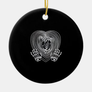 Crying Heart In White  - Skeleton Hands Hearts Ceramic Ornament