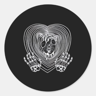 Crying Heart In White - Skeleton Hands Hearts Classic Round Sticker