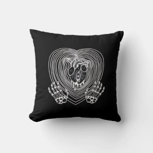 Crying Heart In White  - Skeleton Hands Hearts Cushion