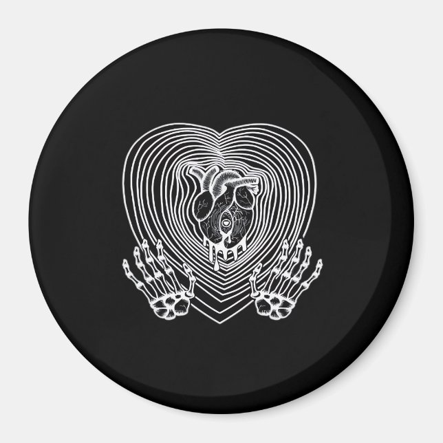 Crying Heart In White  - Skeleton Hands Hearts Magnet (Front)