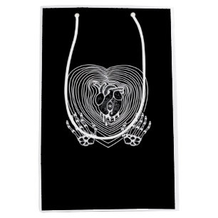 Crying Heart In White - Skeleton Hands Hearts Medium Gift Bag