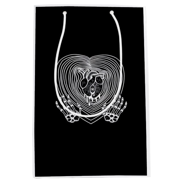Crying Heart In White  - Skeleton Hands Hearts Medium Gift Bag (Front)