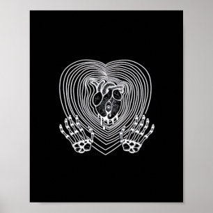 Crying Heart In White Skeleton Hands Hearts Modern Poster