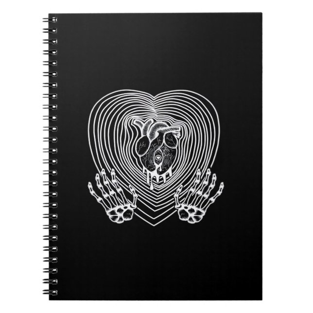 Crying Heart In White  - Skeleton Hands Hearts Notebook (Front)