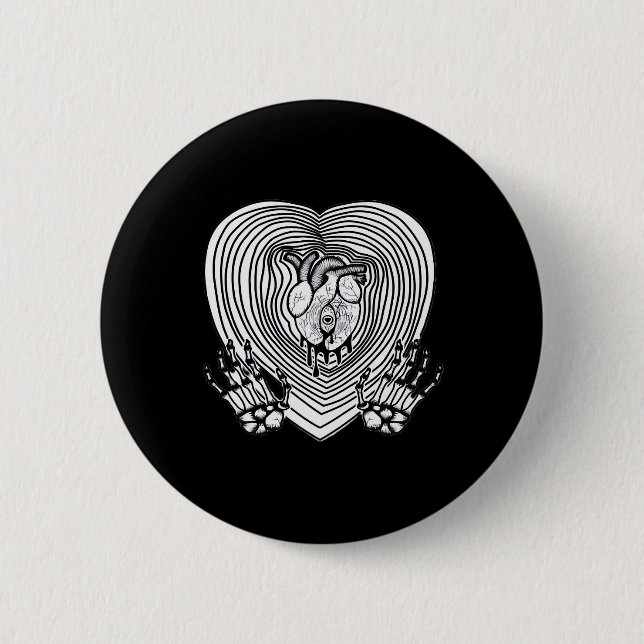 Crying Heart Skeleton Hands Classic Style 6 Cm Round Badge (Front)