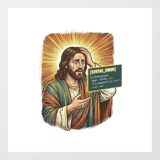 Crying Jesus Syntax Error Coding Programmer Softwa (Sheet)