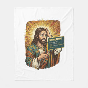 Crying Jesus Syntax Error Coding Programmer Softwa Fleece Blanket