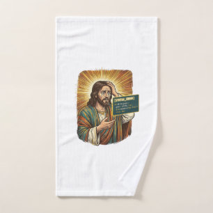 Crying Jesus Syntax Error Coding Programmer Softwa Hand Towel