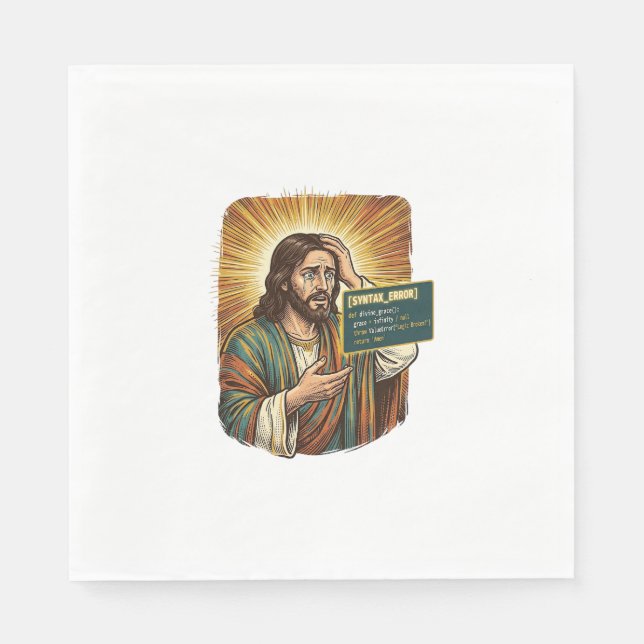 Crying Jesus Syntax Error Coding Programmer Softwa Napkin (Front)