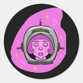 Crying Pink Astronaut  Classic Round Sticker
