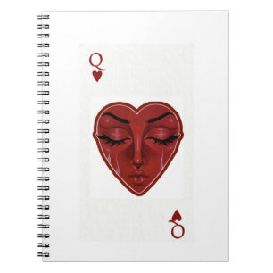 Crying Queen of Hearts Surreal Playing Card Design Notebook