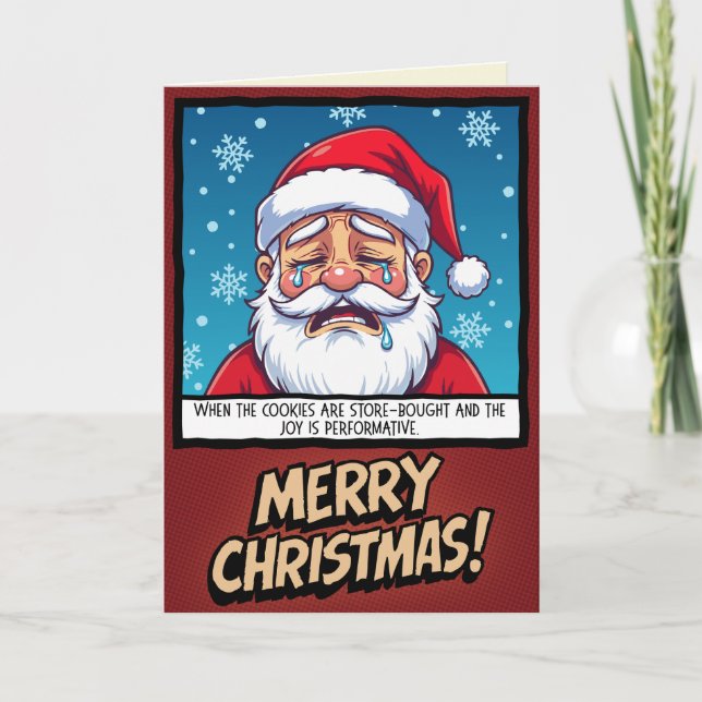 Crying Santa Funny Christmas Card (Front)