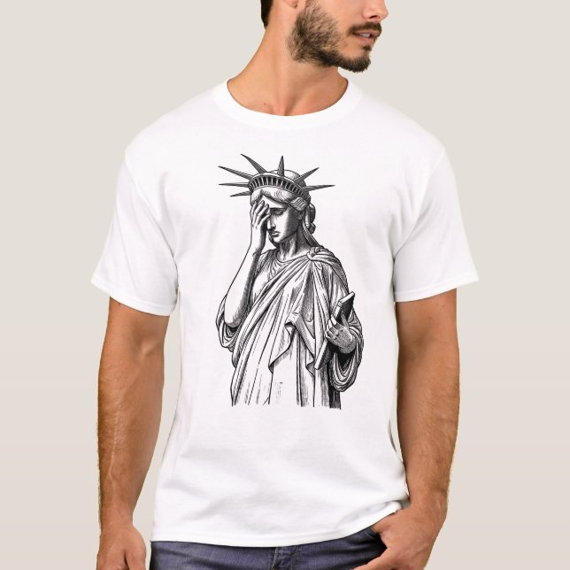 Crying Statue Of Liberty T-Shirt (Front)