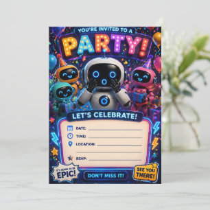 Cryo and the gang epic party invitation cute robot