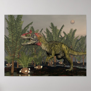 Cryolophosaurus dinosaur - 3D render Poster