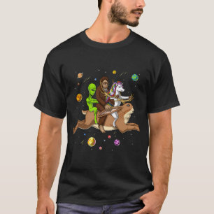 Cryptid Alien Bigfoot Unicorn Riding Jackalope T-Shirt