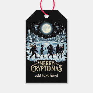 Cryptid Christmas Bigfoot Alien Mothman Gift Tag