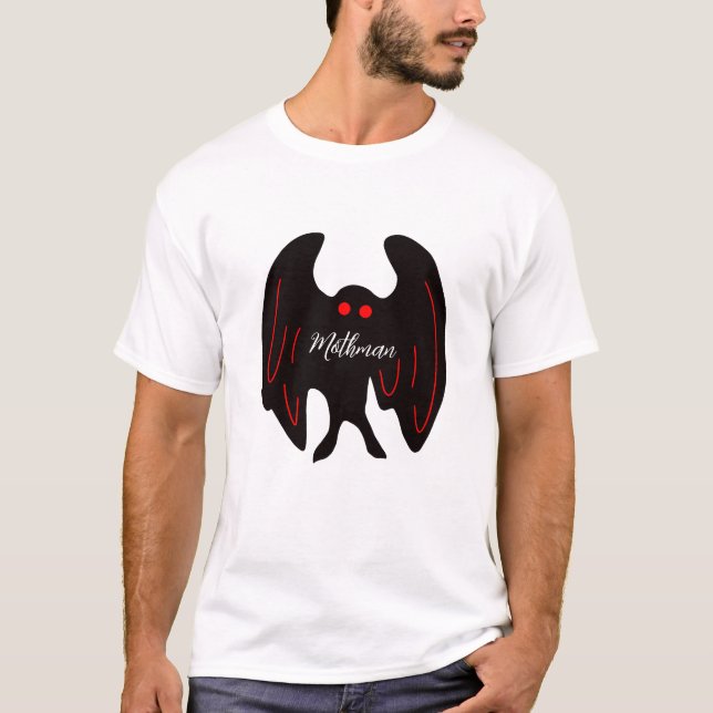 Cryptid Mothman black wings, red eyes   T-Shirt (Front)