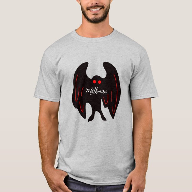 Cryptid Mothman black wings, red eyes   T-Shirt (Front)