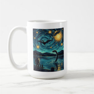 Cryptid Night Scene Nessie Pterosaur UFO Bigfoot L Coffee Mug