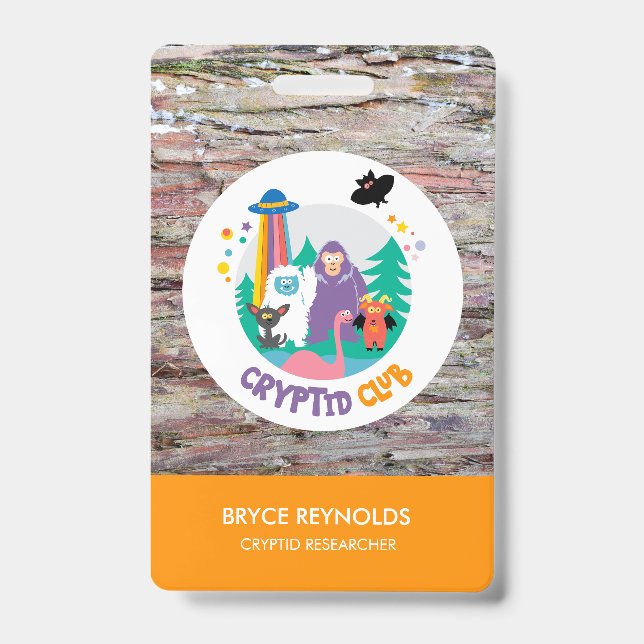 Cryptid Researcher Party Badge ID Badge (Front)