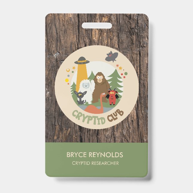 Cryptid Researcher Party Badge ID Badge (Front)