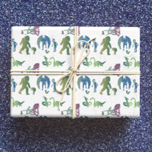 Cryptid Reunion Funny Ombre Mythic Creature  Wrapping Paper Sheet