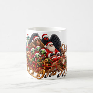 Cryptid Sleigh Ride Bigfoot Mothman Alien Santa Coffee Mug