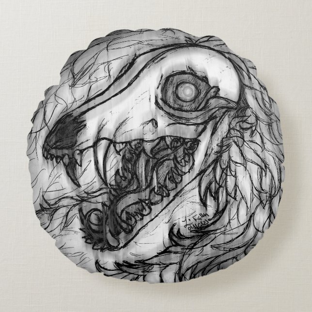 Cryptid: Snow Wasset Sketch  Round Cushion (Front)