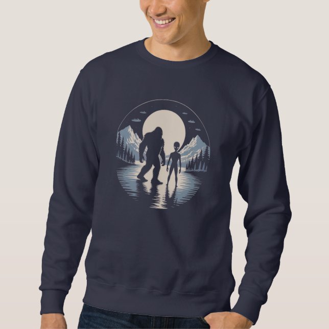 Cryptid UFO Bigfoot Alien Encounter Sweatshirt (Front)