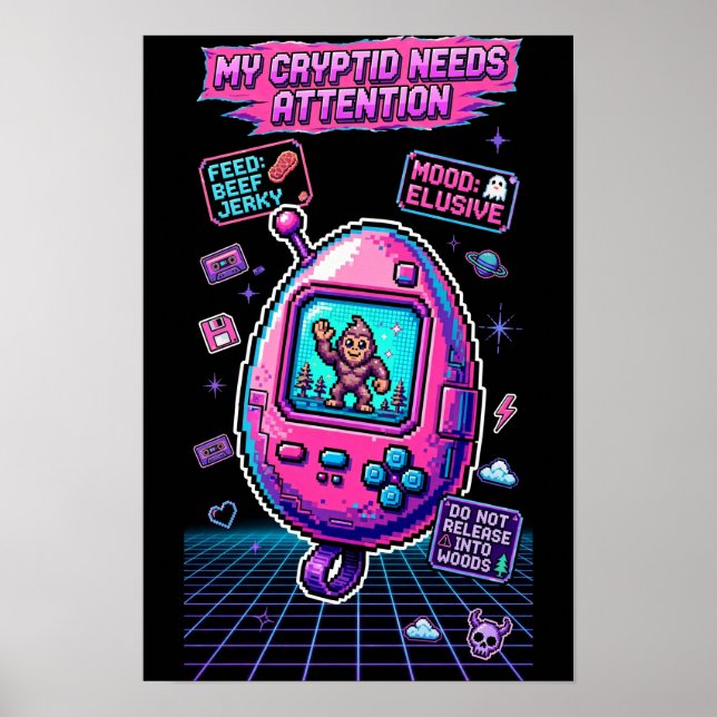 Cryptid Virtual Pet 1997 — Retro Pixel Pal Poster (Front)
